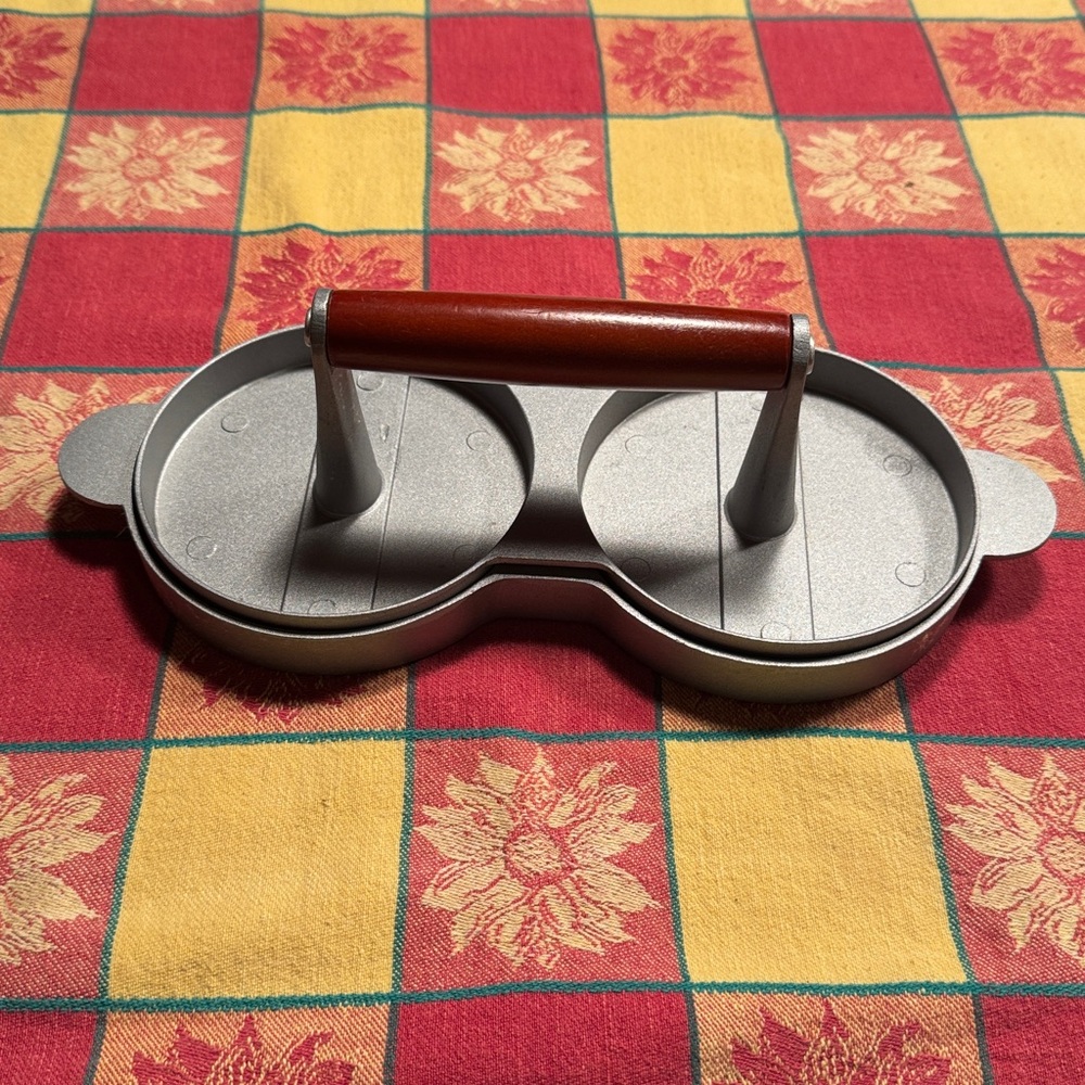 Double Burger Press with Wooden Handle